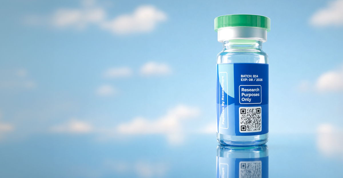 Catalyst GLP-3 RT vial — QR code visible on the back, with batch and expiration date
