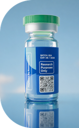 Catalyst GLP-3 RT vial — QR code visible on the back, with batch and expiration date