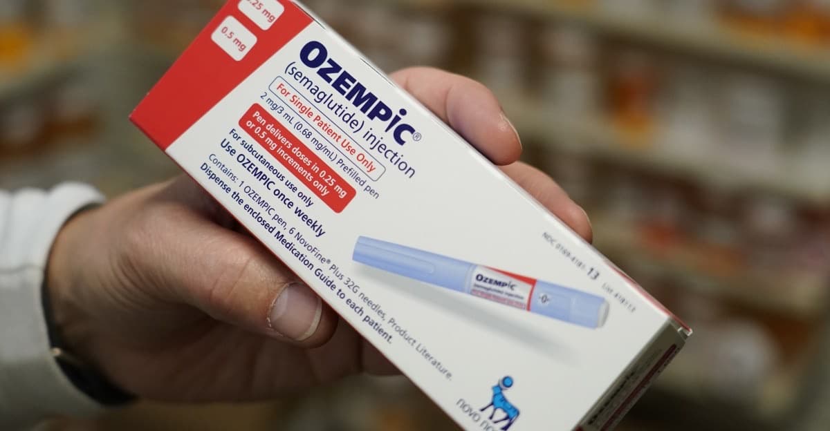 A pharmacist holds a box of Ozempic at a pharmacy in Provo, Utah.